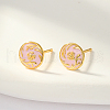 S925 Sterling Silver Flat Round with Flower Pattern Stud Earrings XR5943-1-3