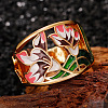 Flower Pattern Brass Enamel Finger Rings FS-WGFE972-02-1