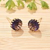 Flat Round Brass Glass Stud Earrings EJEW-G428-01G-3