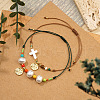 2Pcs Flat Round Brass Charms Bracelets XA8445-3-3