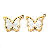 Ion Plating(IP) 304 Stainless Steel Pave Natural Shell Charms STAS-Z100-01G-05-1
