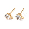 Brass Micro Pave Cubic Zirconia Stud Earring Findings KK-F898-14C-G-2
