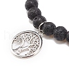 Natural Lava Rock & Synthetic Turquoise(Dyed) Stretch Bracelet with Alloy Charm BJEW-JB08469-5