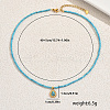 Stainless Steel Pave Synthetic Turquoise Drop Pendant Round Beaded Necklaces for Women Daily Elegant Jewelry YJ5982-5