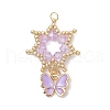 Glass Seed Beaded Flower Pendants PALLOY-MZ00623-03-1