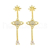 Rack Plating Planet Brass Micro Pave Clear Cubic Zirconia Stud Earrings EJEW-B061-07G-1