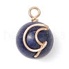 Natural Green Aventurine/Rose Quartz/Tiger Eye/Lapis Lazuli/Amethyst Copper Wire Wrapped Moon Pendants PALLOY-JF02908-3