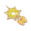 Glass Seed Beaded Flower Pendants PALLOY-MZ00623-05-3