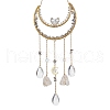 Nuggets Natural Quartz Crystal & Labradorite Chip & Brass Moon Hanging Ornaments HJEW-JM02566-1
