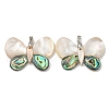 Rack Plating Brass Pave Natural Paua Shell & White Shell Pendants KK-U025-12P-02-1