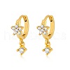 925 Sterling Silver Cubic Zirconia Plum Blossom Hoop Earrings IM8168-1-2