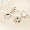 Elegant Brass Cubic Zirconia Heart Hoop Earrings CU8537-2-1