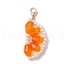 Orange Glass Pearl & Glass Beads Pendant Decorations HJEW-TA00336-04-2