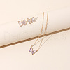 Butterfly Acrylic Rhinestone with Iron Pendant Necklaces & Stud Earrings Sets for Women WGFFCAF-05-2