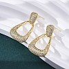 Teardrop Brass Micro Pave Clear Cubic Zirconia Cuff Earrings EJEW-K305-01G-2