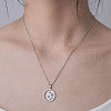 201 Stainless Steel Moon with Star Pendant Necklace NJEW-OY001-11-2