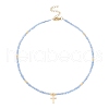 Brass Pendant Necklace with Glass Seed Beaded Chains for Women NJEW-JN04429-4