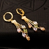 Real 18K Gold Plated Brass Cubic Zirconia Tassels Dangle Hoop Earrings EJEW-EE0001-185-2