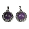 Natural Amethyst Half Round Pendants PALLOY-R159-01AS-08-1
