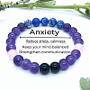Round Natural Amethyst & Rose Quartz & Dyed Imperial Jasper & Black Jade Beads Stretch Bracelets for Girl Women FS-WGE0C43-05-1