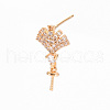 Brass Micro Pave Clear Cubic Zirconia Earring Findings KK-T062-209G-NF-2