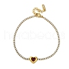 304 Stainless Steel Cubic Zirconia Link Chain Bracelets for Women NJEW-Z067-01G-01-4