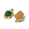 304 Stainless Steel Pave Natural Green Aventurine Irregular Oval Charms STAS-L022-525G-01-2