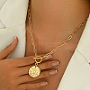Elegant Brass Star Moon Pendant Paperclip Chain Mecklaces for women TP5799-2
