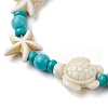 Turtle & Starfish Dyed Synthetic Turquoise Slider Bracelets BJEW-JB10279-01-2