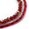 Glass Stretch Beaded Bracelets & Cotton Braided Cord Bracelet Sets BJEW-JB05401-01-2