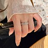 Rhombus Pattern 925 Sterling Silver with Crystal Rhinestone Finger Rings FS-WG922B2-01-3