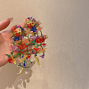 Flower Alloy Glass Seed Beaded Dangle Stud Earrings FS-WGF7797-01-3