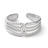 Non-Tarnish 304 Stainless Steel Hollow Multi Line Open Cuff Rings RJEW-D006-02P-2
