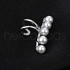 Rhodium Plated 925 Sterling Silver Pearl Clip-on Earrings EJEW-BB72156-2