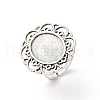 Vintage Adjustable Iron Flower Finger Ring Components Alloy Cabochon Bezel Settings PALLOY-O036-19AS-1