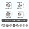 SOFPLATE 240Pcs 8 Styles Tibetan Style Alloy Flower Beads Caps FIND-SP0001-66-2