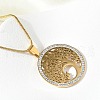 304 Stainless Steel Crystal Rhinestone Tree of Life Pendant Necklaces for Women NJEW-P327-03G-2