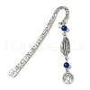 Tree of Life Feather Tibetan Style Alloy Pendant Bookmark with Cat Eye AJEW-JK00277-04-1