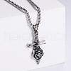 Stainless Steel Flower Sword Pendant Necklaces for Men TD5975-1-1