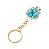 Handmade Glass Seed Beads & Synthetic Turquoise Turtle Pendant Keychain KEYC-MZ00024-02-4