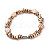 Electroplated Non-magnetic Hematite Chips Stretch Bracelets for Men Women BJEW-G728-04-2