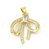 Rack Plating Brass Micro Pave Cubic Zirconia Pendants KK-C052-19A-G-1