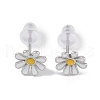 Anti-Tarnish Enamel Daisy Rhodium Plated 999 Fine Silver Stud Earrings for Women EJEW-S215-12P-2