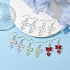 Bowknot with Heart Glass Dangle Earrings EJEW-JE05647-2