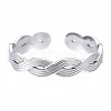 Non-Tarnish 304 Stainless Steel Twist Wrap Open Cuff Ring for Women RJEW-T023-07P-1