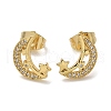 Brass Micro Pave Clear Cubic Zirconia Stud Earrings EJEW-D305-21G-02-3