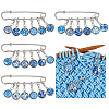 4Pcs Blue Flower Pattern Glass Pendant Stitch Markers HJEW-BC00004-1