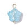 20Pcs Glass Flower Connector Charms PALLOY-JF03140-3