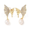 Mother's Day Jewellery Natural Pearl Stud Earrings EJEW-L286-04G-1