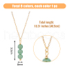 8Pcs 8 Style Natural Mixed Gemstone Round Beaded Pendant Necklaces Set with Iron Cable Chains NJEW-AB00025-2